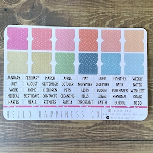 Small Planner Tab Stickers with Header Stickers - Muted Polka Dots - Printed on Glossy Vinyl