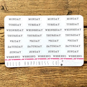 Days of the Week Planner Stickers - Typewriter