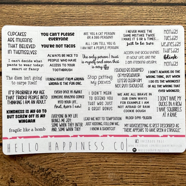 Snarky II Quotes Planner Stickers - No Swear Words