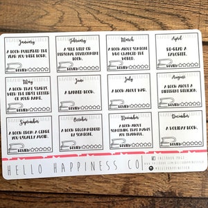 12 Month Reading Challenge Planner Stickers