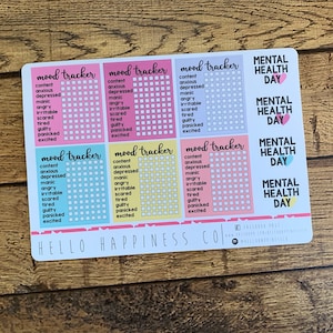 NOW Customizable! Weekly Mood Trackers - Planner Stickers - Many Color Options