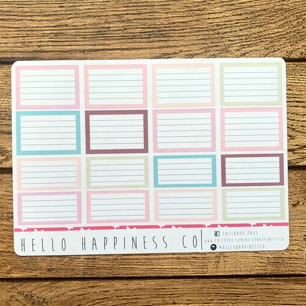 Lined Quarter and Half Boxes Planner Stickers - Many Color Options