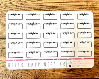 Script Weigh In Task Boxes - Mini - Hand Lettered Planner Stickers