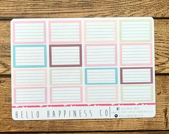 Lined Quarter and Half Boxes Planner Stickers - Many Color Options