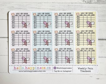 Weekly Pain Tracker - Chronic Illness Planner Stickers - Spoonie Stickers -  Background Color Options