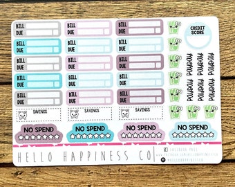 Simple Monthly Finance Planning - Planner Stickers - Many Color Options