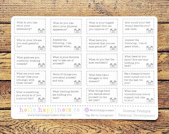 Personal Development Journal Prompts - Planner Stickers - A5 Lined Journal Add-On Option - College Ruled - You Choose Binding Color
