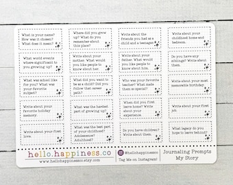 My Story Journal Prompts - Planner Stickers - A5 Lined Journal Add On Option - College Ruled - You Choose Binding Color