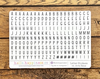 Ava Sans Font Alphabet Stickers - Letter Stickers - Planner Stickers - Individually Cut Letters