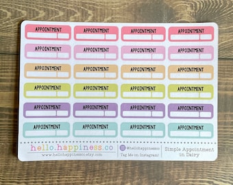 Simple Appointment Planner Stickers - Many Color Options