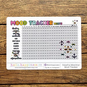 Rastreador de estado de ánimo mensual colorido - Pegatinas para planificador - Regalos para planificadores - Regalos para cuchareros