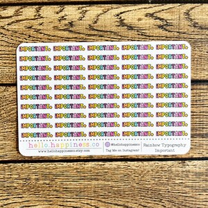 Adesivi importanti - Adesivi tipografici arcobaleno Adesivi per planner - Regali per planner