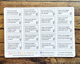 Hot Seat Questions Journal Prompts - Planner Stickers - A5 Lined Journal Add On Option - College Ruled - You Choose Binding Color