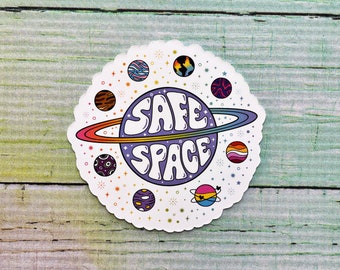 Safe Space Die Cut Vinyl Sticker -  Holographic & Glossy Overlay Options Available