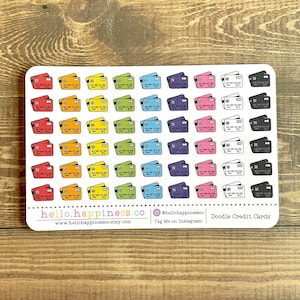 Recién reformateado - Ahora más pequeño - Pegatinas del planificador de tarjetas de crédito Doodle