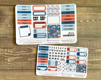 Wonderland222 A6 Monthly or Weekly Planner Kit - You Choose Your Kit -  July 4th Party - NEWLY REVISED