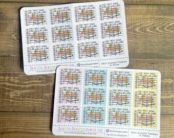 Mini Weekly Anxiety Tracker - Mental Health Planner Stickers -  Background Color Options - 1.3in Width
