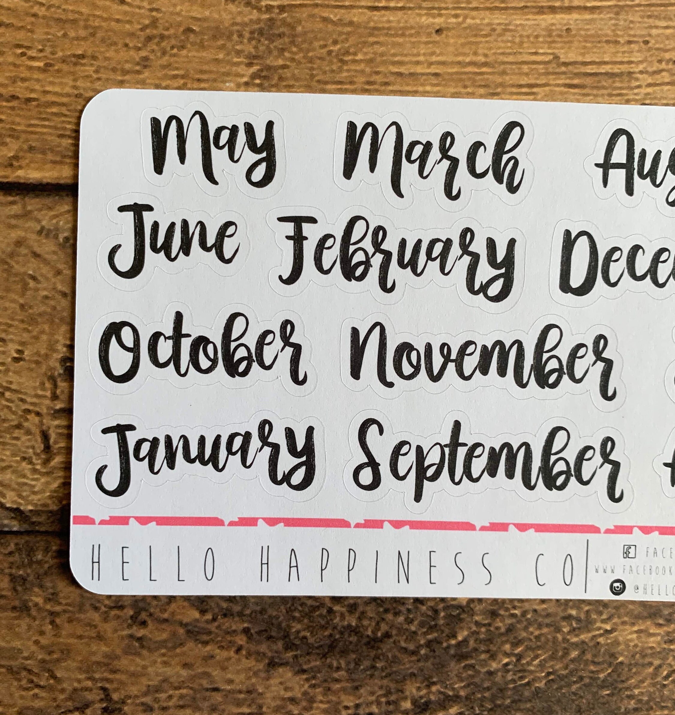 Small Brush Lettering Months of the Year Planner Stickers - Etsy