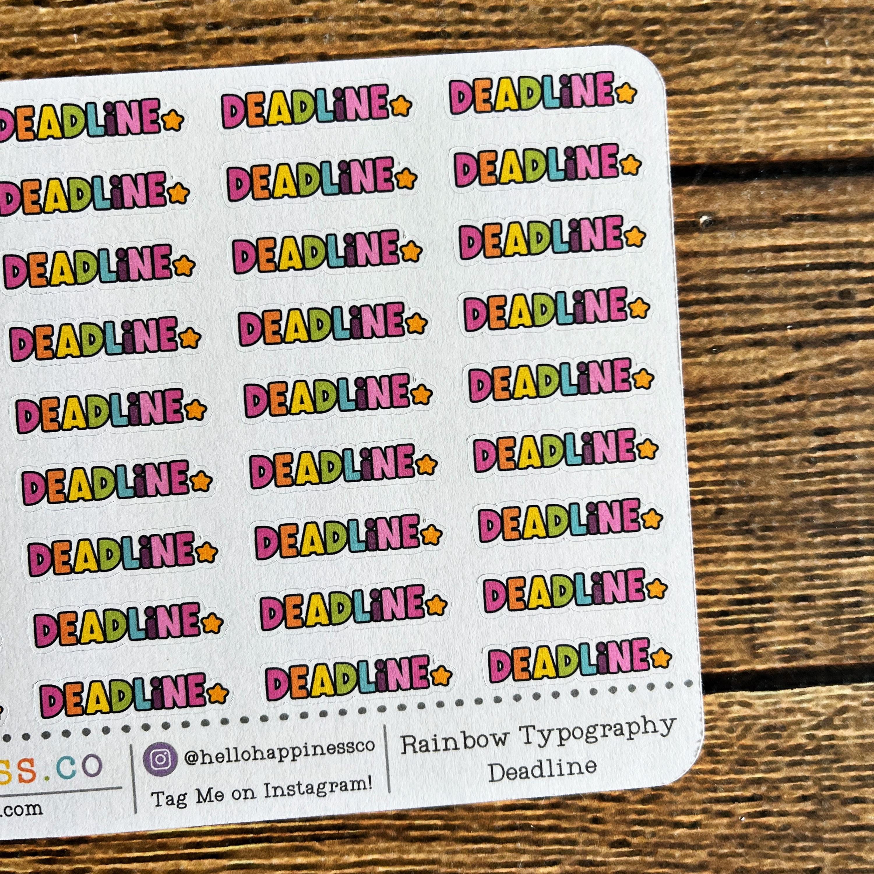 Deadline Stickers: Rainbow Typography Planner Stickers - Etsy