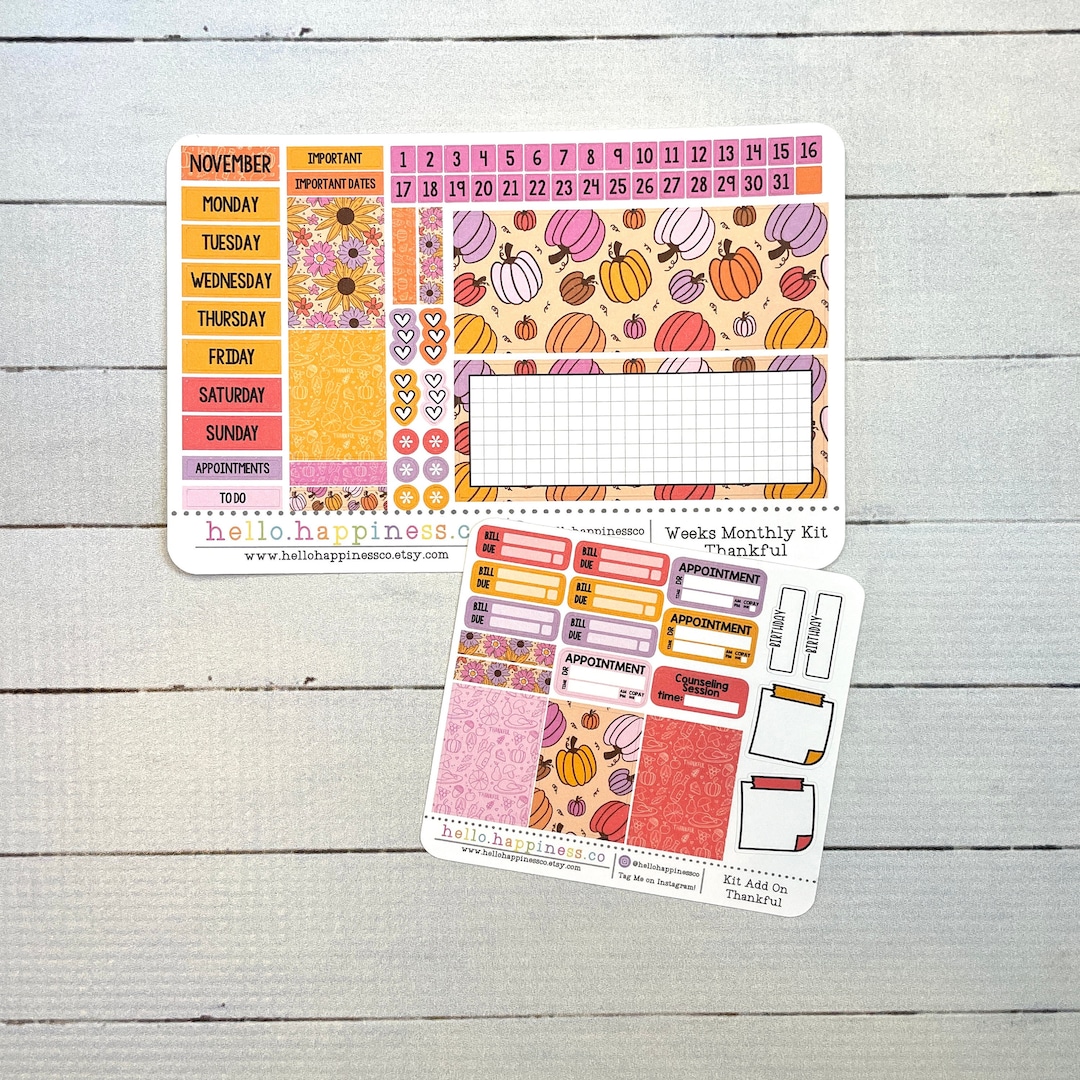 Monthly View Hobonichi Weeks Kit - Thankful - November - Etsy