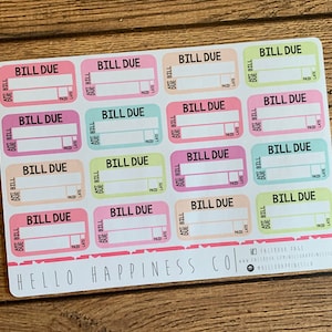 Bill Due Sticker - Viele Farboptionen