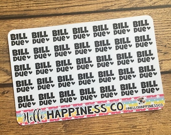 Bill Due Planner Stickers