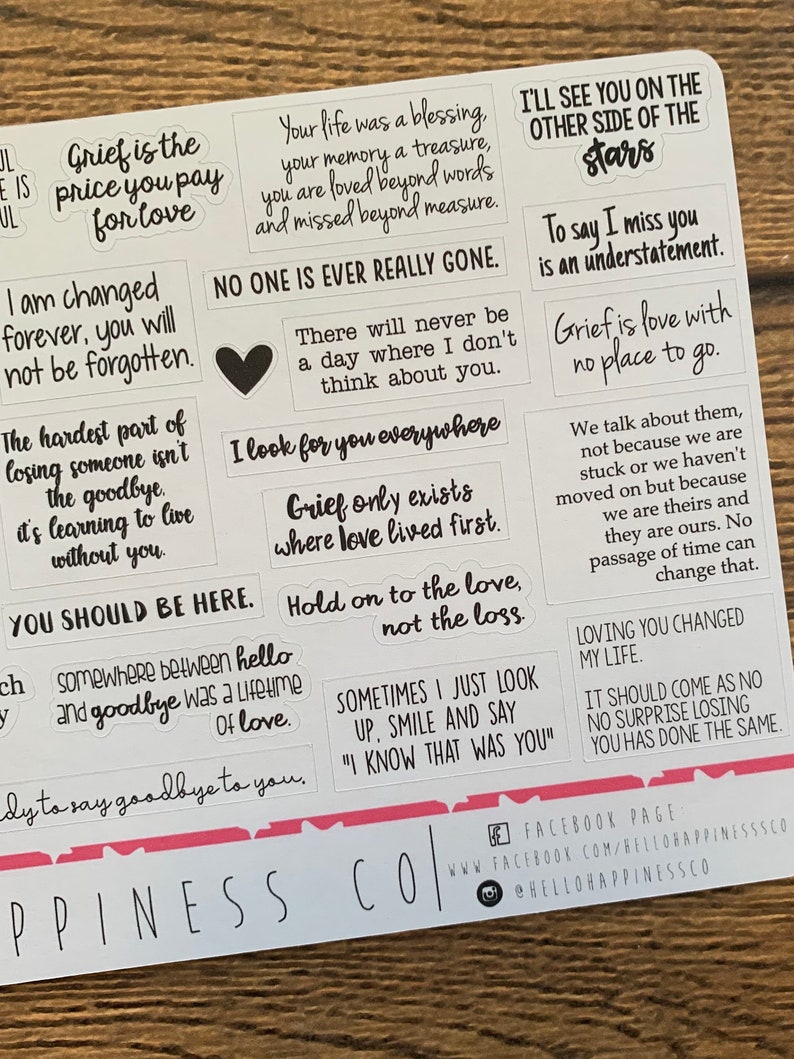 Grief and Loss Quote Planner Stickers - Etsy