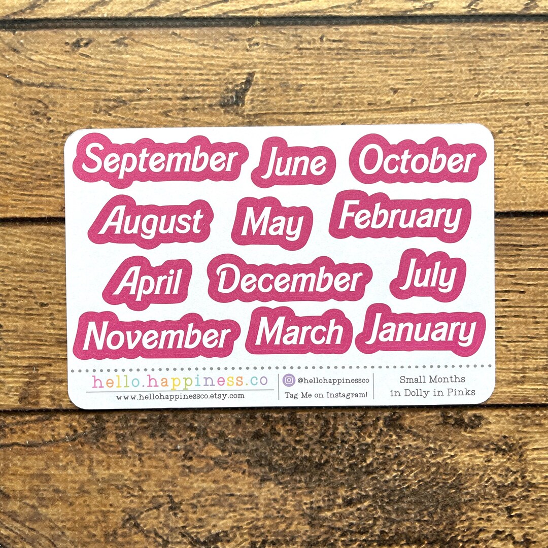 Small Months of the Year Planner Stickers - Dollie in Pink - Etsy