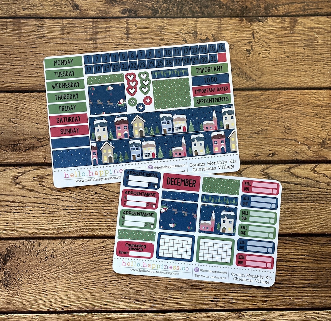 Hobonichi Cousin Monthly View Kit - Christmas Village - December - Etsy