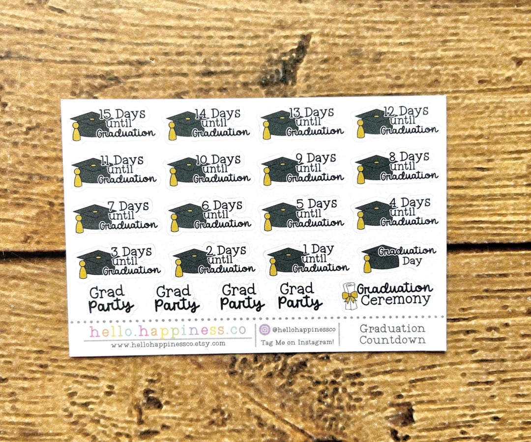 Timing Graduation Sticker Graduation Countdown - Planner Stickers - Mini Sheet - Gifts for Grads ...