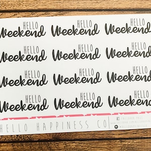 Petits autocollants de planificateur de typographie Hello Weekend