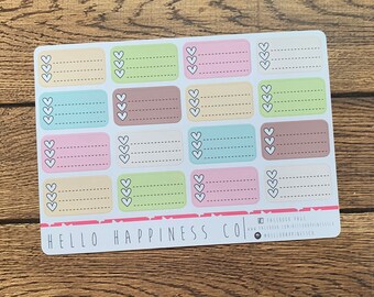 Half Box Checlist Planner Stickers - Many Color Options