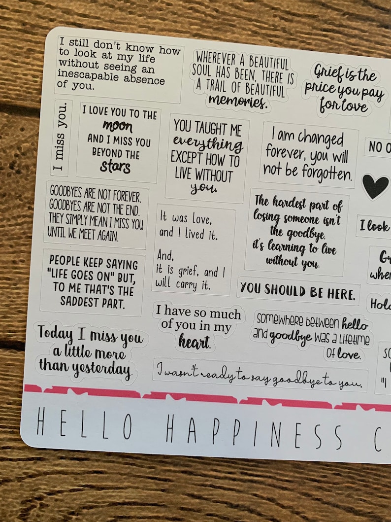 Grief and Loss Quote Planner Stickers - Etsy