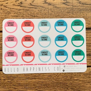 Credit Score Tracking - Planner Stickers - Many Color Options