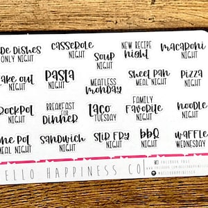 Dinner Meal Ideas - Hand Lettered Planner Stickers