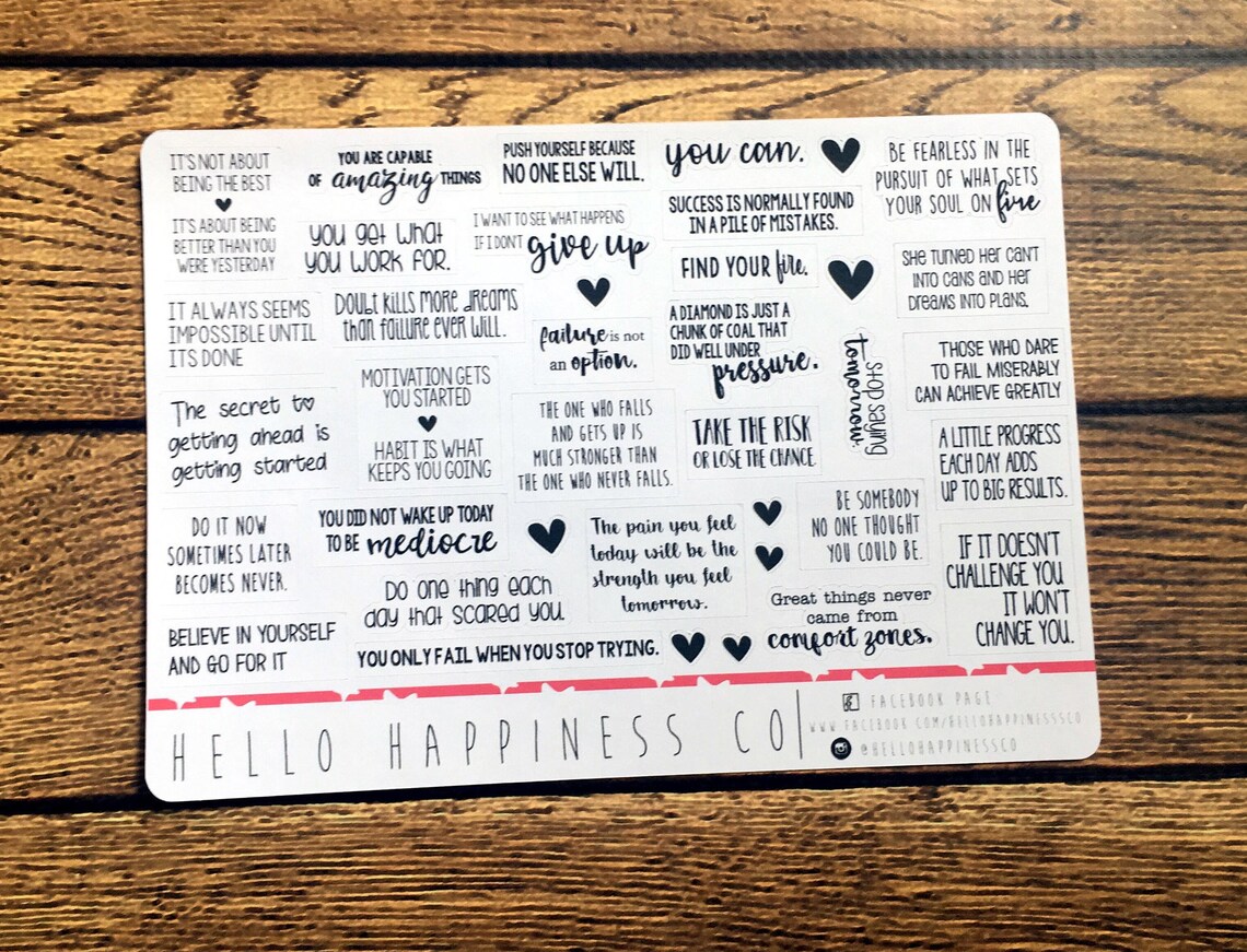 Motivational Quote Planner Stickers Etsy
