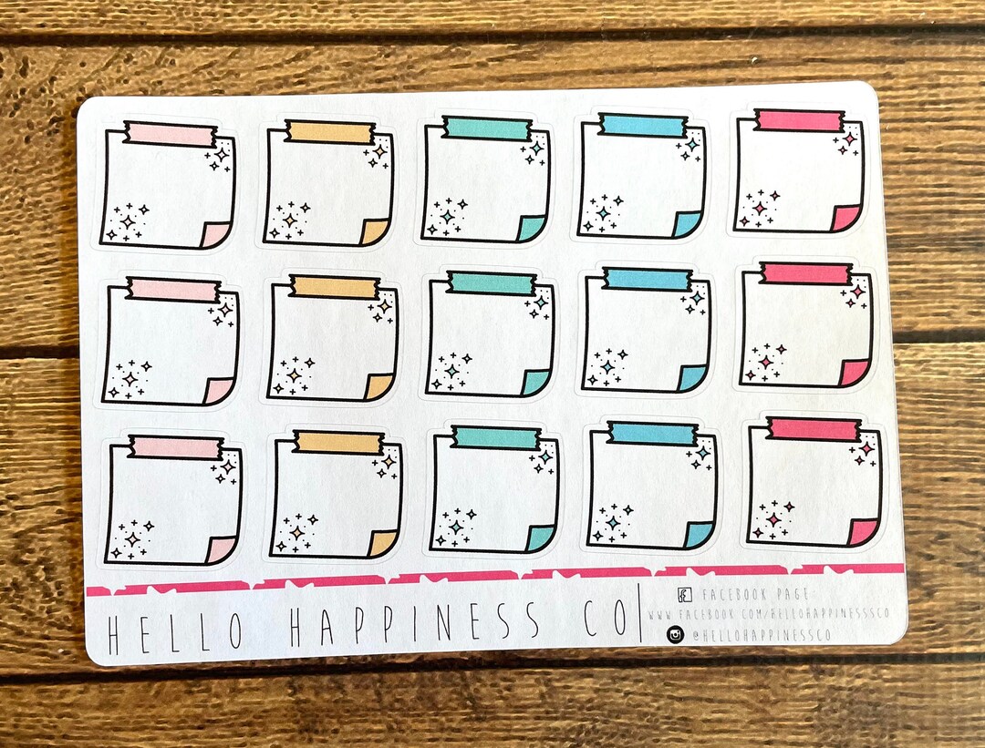 Colorful Sticky Note Planner Stickers - Many Color Options - Etsy