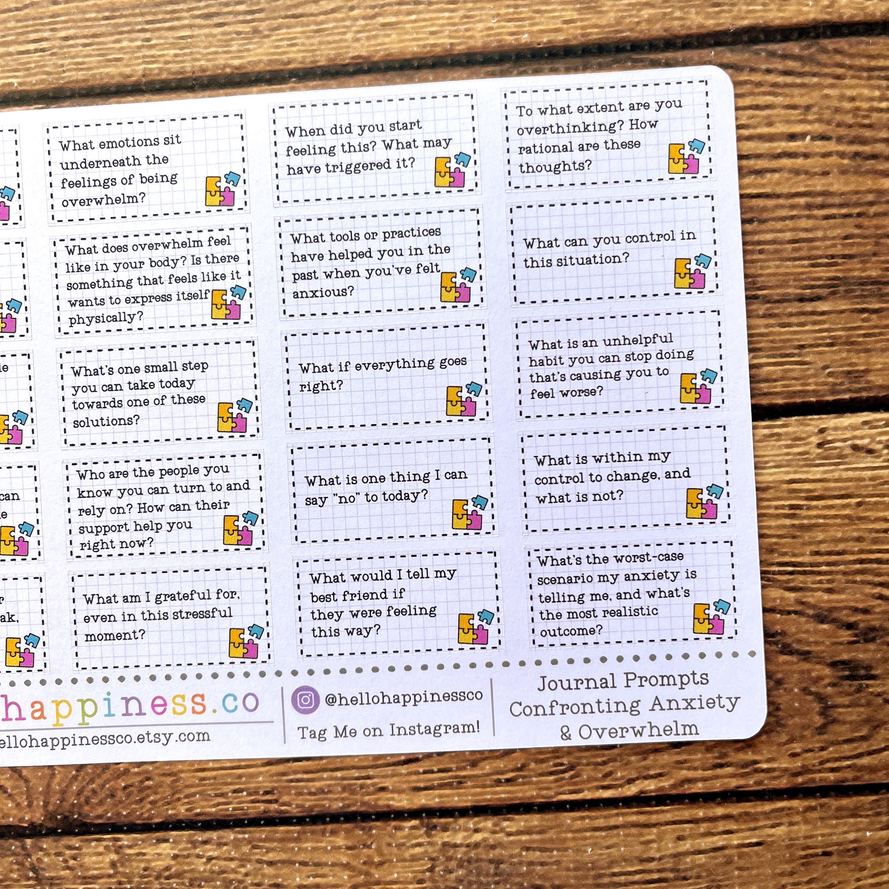 Confronting Anxiety & Overwhelm Journal Prompts - Gifts for Writers - Etsy