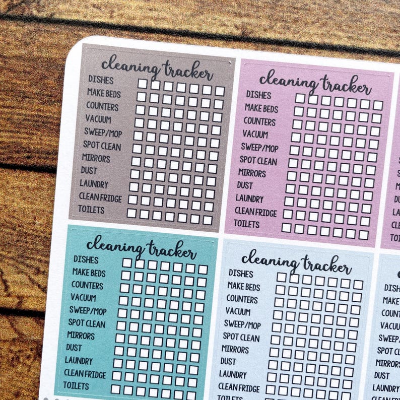 Mini Customizable Weekly Cleaning Trackers - Planner Stickers - 1.3 ...