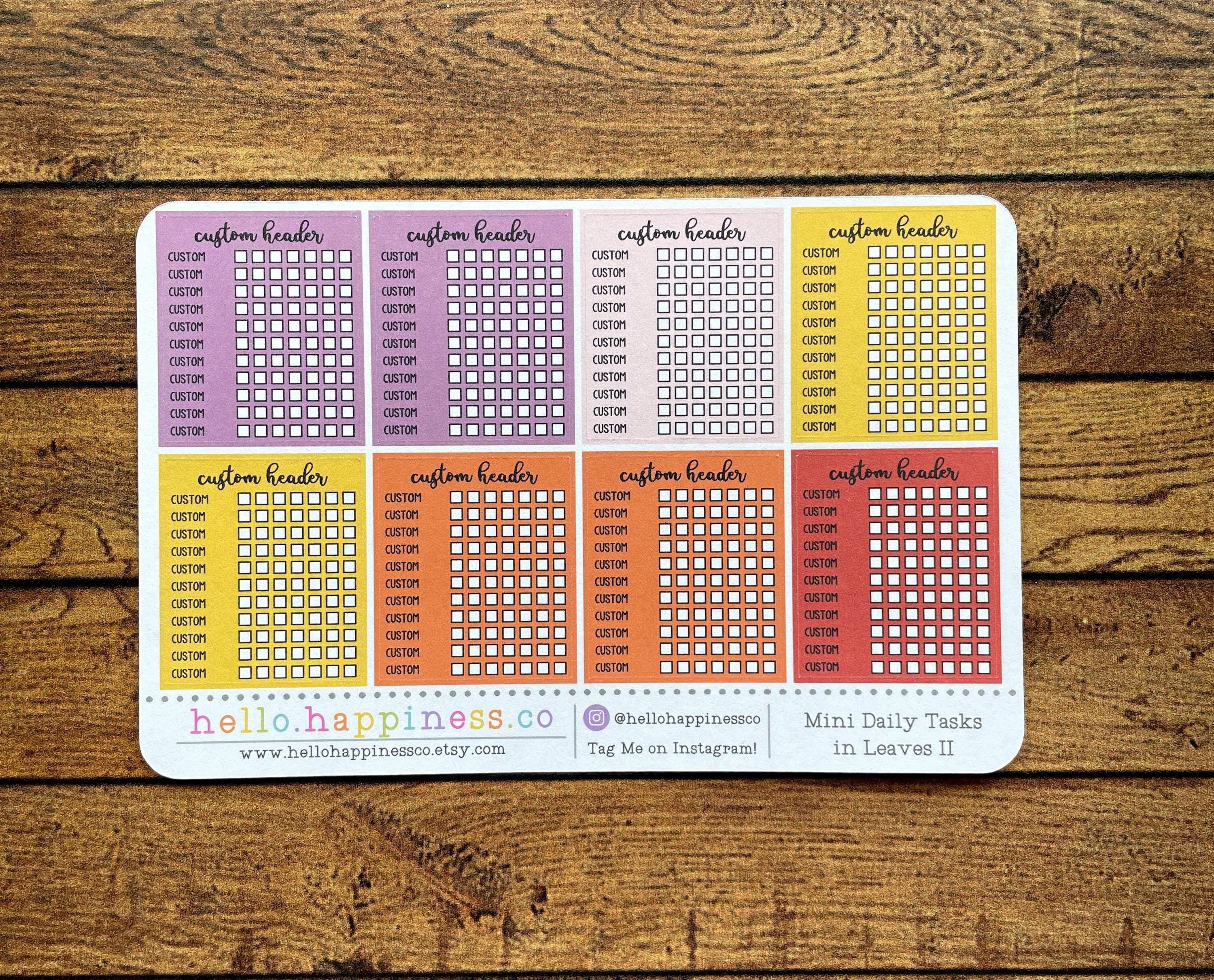 Mini Customized Daily Task Trackers - Planner Stickers - 1.3 Inches ...