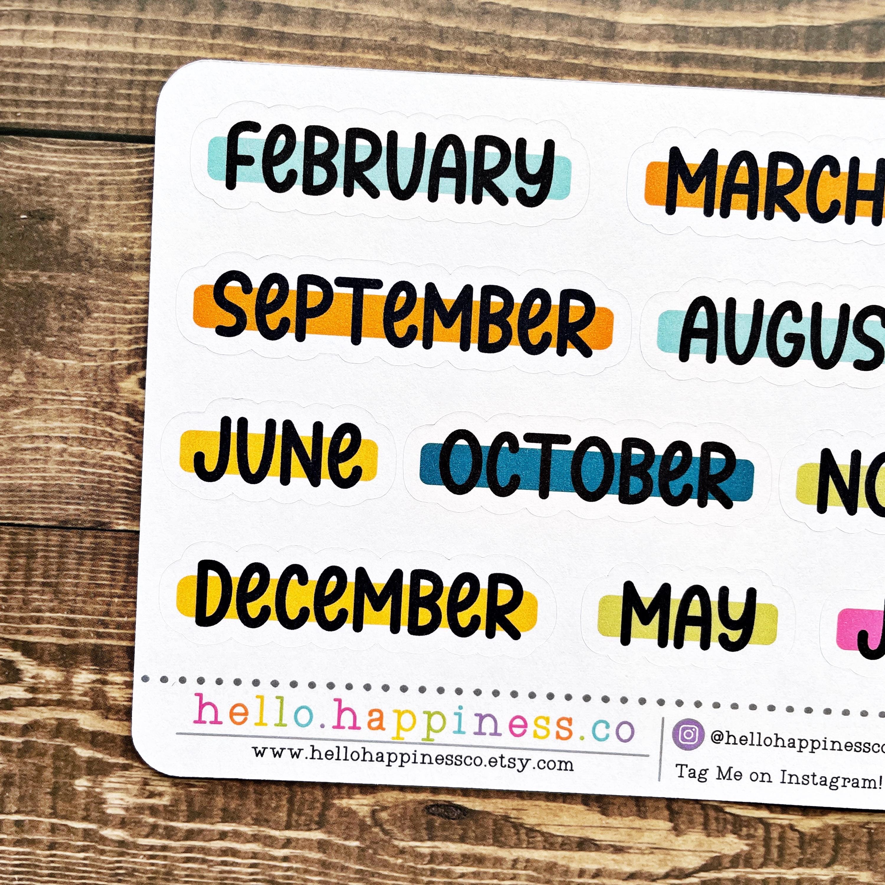 Small Months of the Year Stickers - Planner Typography Stickers ...