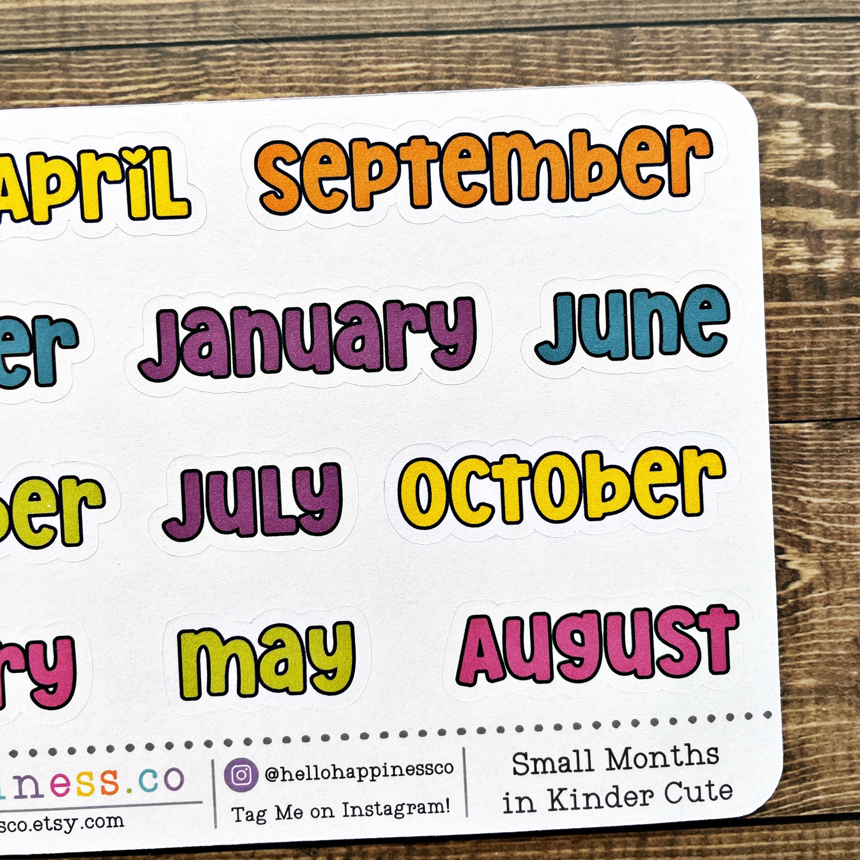 Small Months of the Year Planner Stickers - Kinder Cute - Etsy