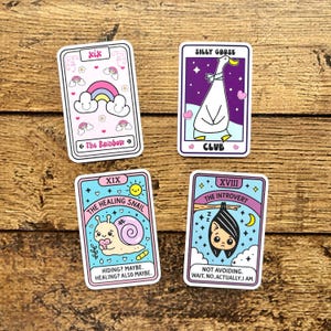 Cartas de Tarot Kawaii - Múltiples opciones - Opciones de superposición brillante y holográfica disponibles