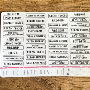 Deep Cleaning Stickers - By Room