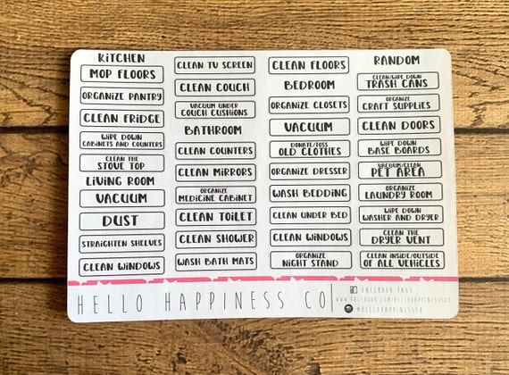 Deep Cleaning Stickers - By Room