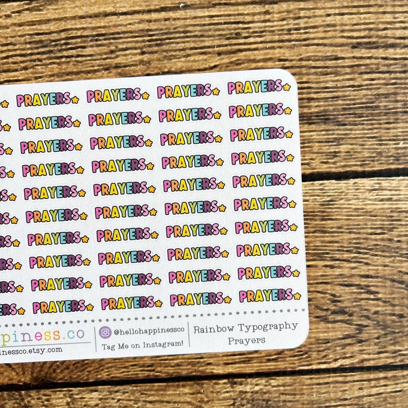 Prayer Sticker Layout Prayers Stickers: Rainbow Typography, Planner Stickers - Etsy
