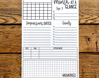 Jumbo A5 Sticker Flake - Month At A Glance - Gifts for Planners