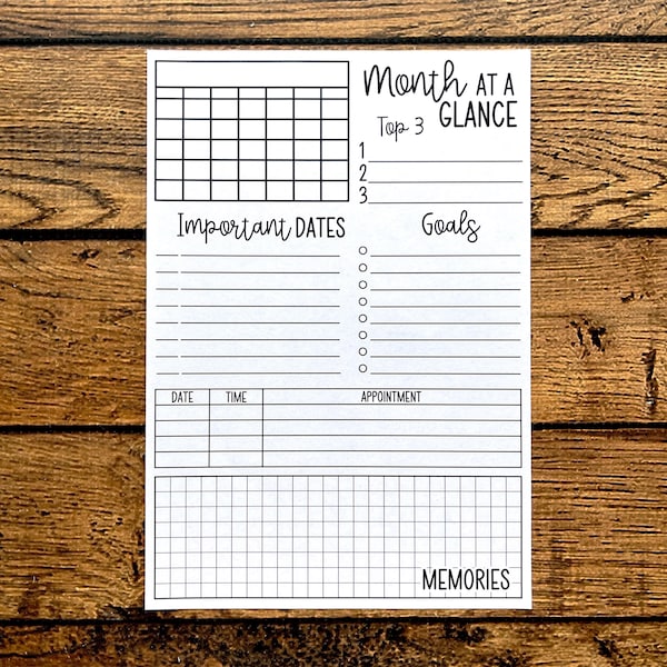 Jumbo A5 Sticker Flake - Month At A Glance - Gifts for Planners
