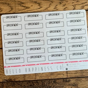 Appointment Task Boxes - Hand Lettered Planner Stickers - Multiple Sticker Sizes Available