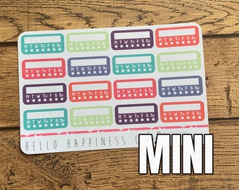 MINI Habit Trackers - Planner Stickers - Many Color Options